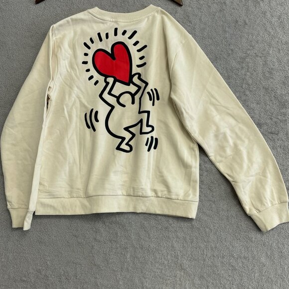 NEW Keith Haring Women's M Love Sweatshirt & Jogger Lounge Set Beige - Picture 5 of 9